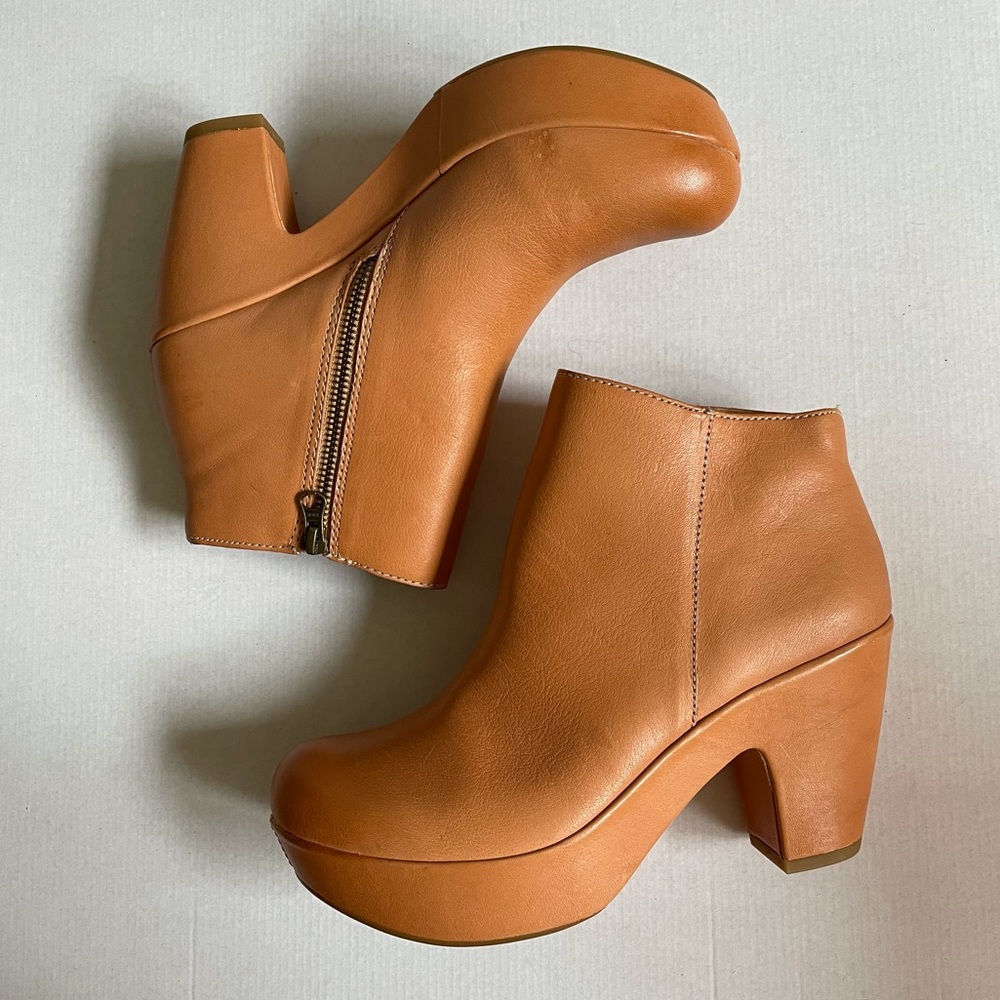 Kork-Ease Marlo ankle boots booties tan natural leather US 8.5 / EU 40